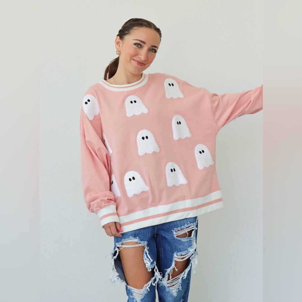 Pink Ghost Pattern Sweater - Picture 2 of 5